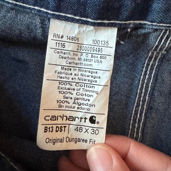 Carhartt B13 DST Original Dungaree Fit‎ Jeans - 48x30 Relaxed Fit Workwear Denim - Picture 4 of 7